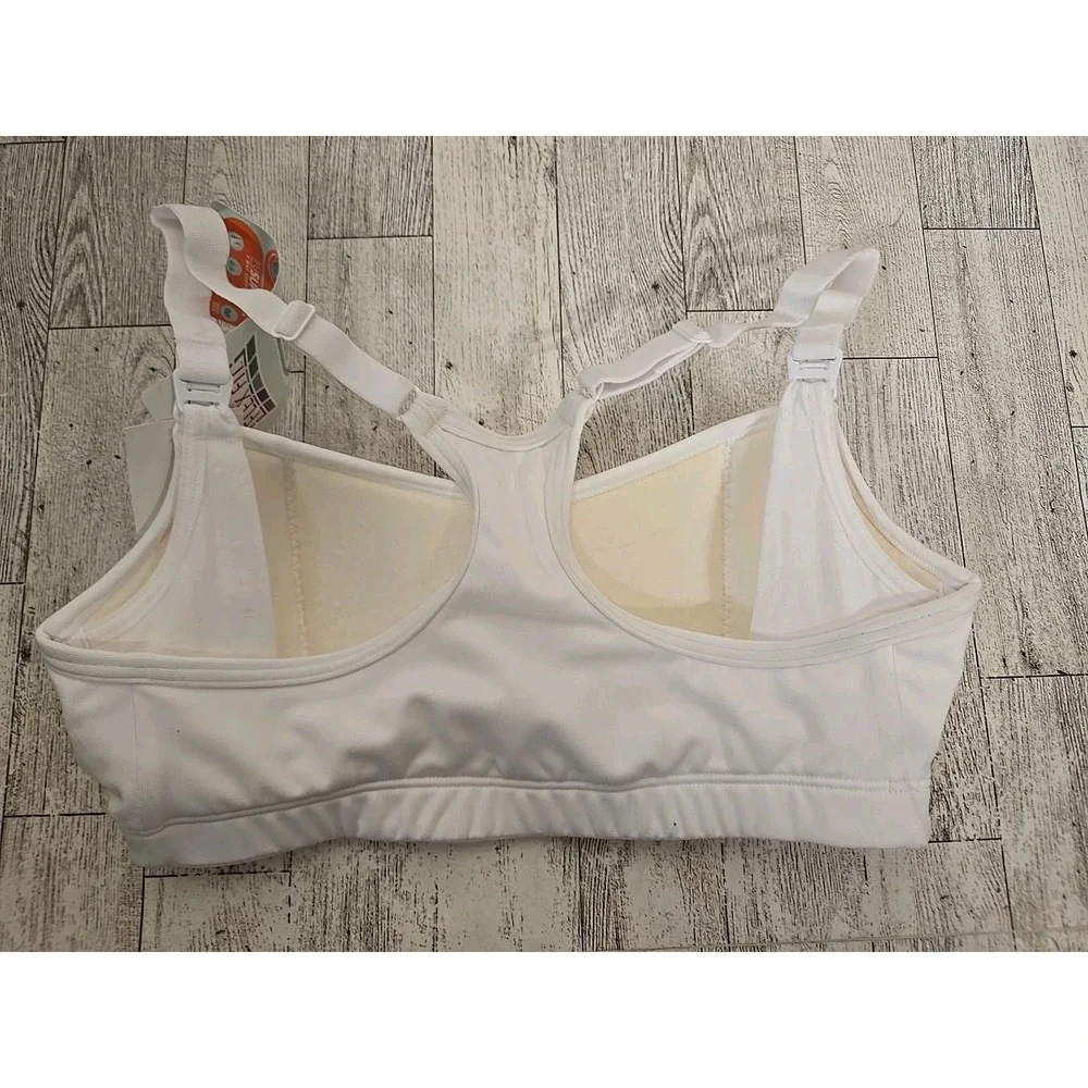 Playtex Nursing Bra XS Racerback Sports Bra Gray Heather & White Lot of 2 NEW